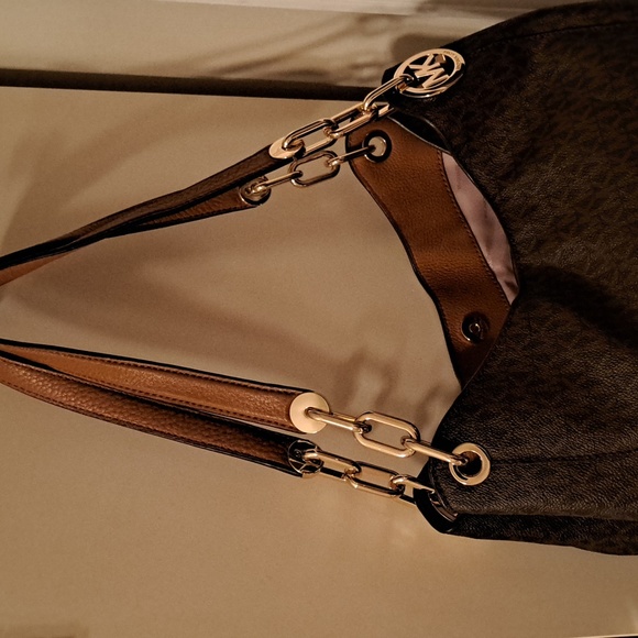 🎁 New Michael Kors FultonSignature Leather Tan/ Cream 🥰 EXCELLENT GIFT - Picture 7 of 16